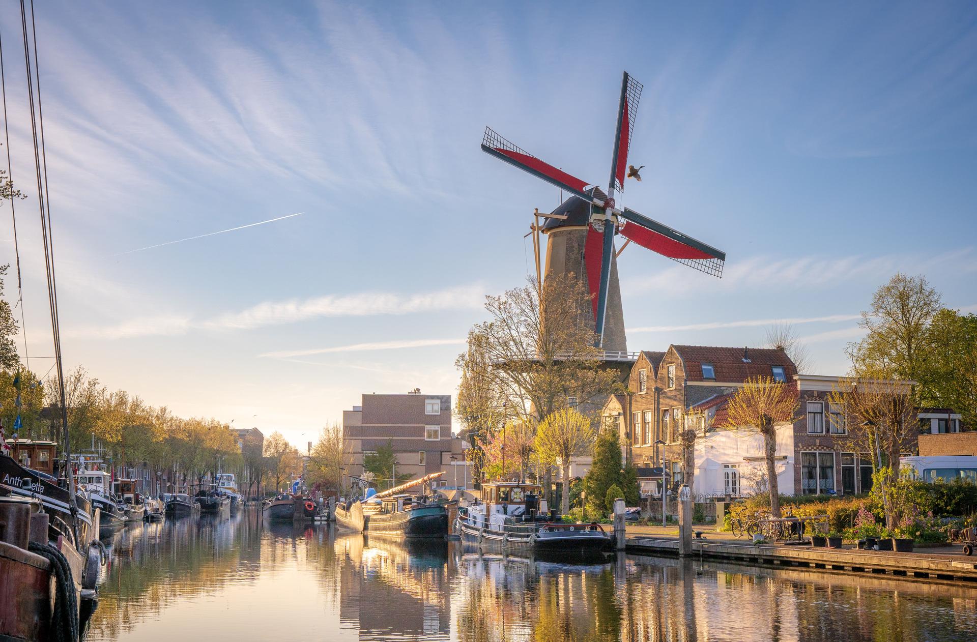 The golden hour in the city of Gouda, the Netherlands.
